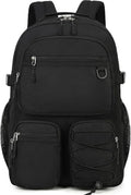 Lohol Water Resistant Daypack with Mulitiple Pockets for School Travel Outdoor College, 15.6 inch Laptop Backpack for Men and Women (Black)
