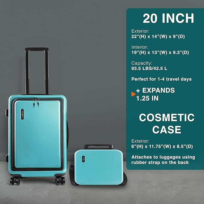Luggage Sets 3 Piece, 22 Inch Carry on Luggage and 28 Inch Suitcases with Wheels Spinner, Durable Hard Shell Suitcase Set, Expandable Travel Suitcase, Teal