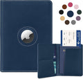 Passport Holder for Men Women Travel, Real Leather Passport Wallet, Handmade Passport Cover Case with Airtag Slot, Travel Must Haves Essentials Accessories Birthday Gifts (Crazy Horse, Blue)