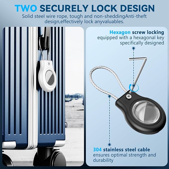 Waterproof Airtag Holder,4 Pack Airtag Case with Secure Lock,Airtags Keychain for Apple Air tags,Anti-Lost Protective Case Air tag Accessories for GPS Tracker Luggage,Bag,Key,Pet-Black/White/Pink/Blue
