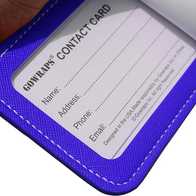Luggage Tags for Suitcases-Leather Luggage Tag 4 Pack with Loops Cute Bag/Backpack/Suitcase Tags Travel Essentials for Flying (Royal Blue)