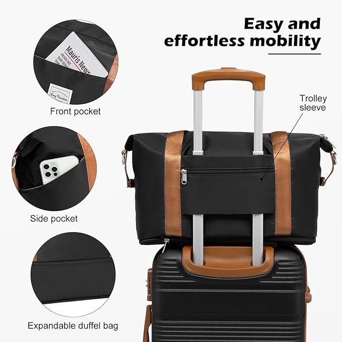 LONG VACATION 6 Piece ABS+PC Hardshell Luggage Set with Spinner Wheels, Lightweight suitcase set with TSA Lock & YKK Zipper