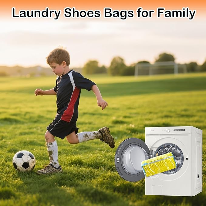 Shoe Washing Machine Bag, 2Pcs Reusable Shoe Cleaning Bag for Washing Machine, Shoe Laundry Bag for Washer, Cleaner bag for Sneakers Tennis Shoes (Yellow 2pcs)