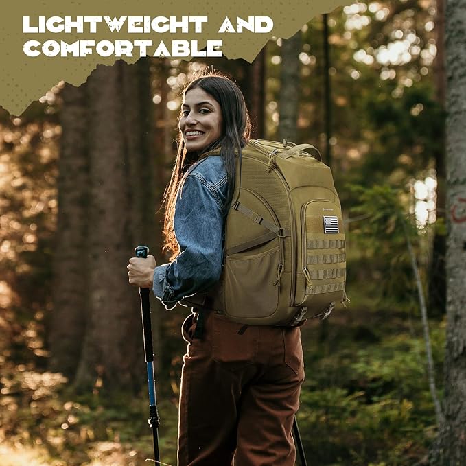 Maelstrom Tactical Backpack for Men, 40L Military Backpack,Water Resistant Assault Pack for Women, 3-Day Bug Out Bag for Hiking, Camping, Gym with Molle System-Khaki