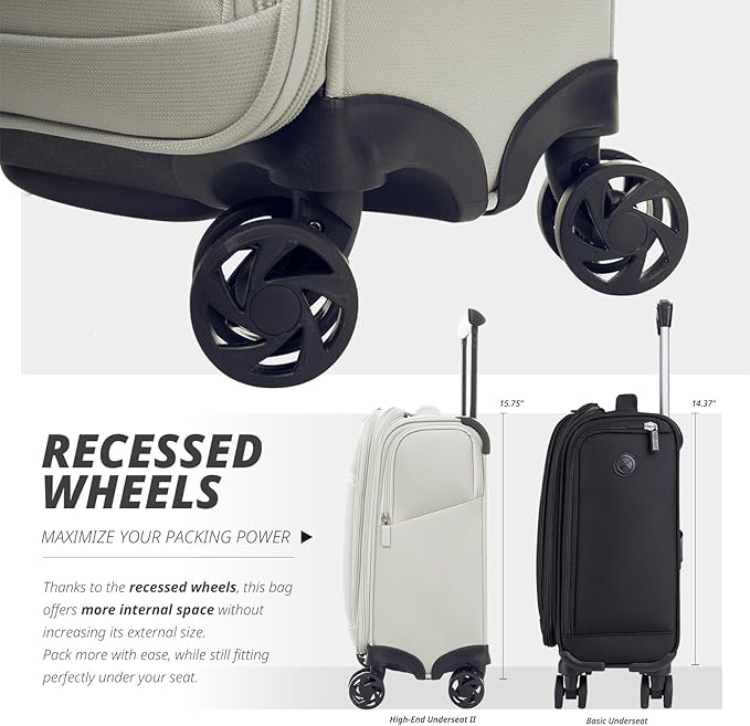 Verage Underseat Carry On Luggage with Spinner Wheels 15 inch Overnight Suitcase Travel Business Bag for Airlines Men Women
