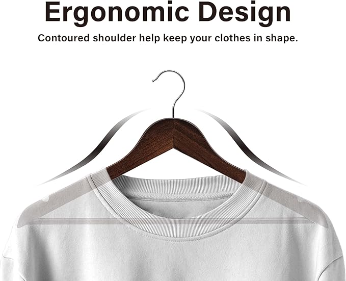 StorageWorks Wooden Hangers 30 Pack, Wood Coat Hanger for Coats, Shirts, Jackets, Pants, Suits, Walnut Color