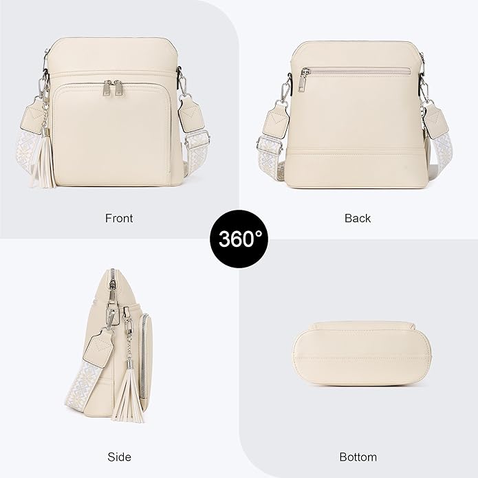 Crossbody Purse for Women,Lightweight Medium Crossbody Bag Soft Leather Women's Shoulder Handbags with Tassel
