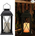 2 Pack Outdoor Solar Lantern 12" Battery Hanging Lanterns Waterproof Vintage Classics Flickering Flameless Candle Lanterns for Patio, Table, Party, Garden, Table, Kitchen