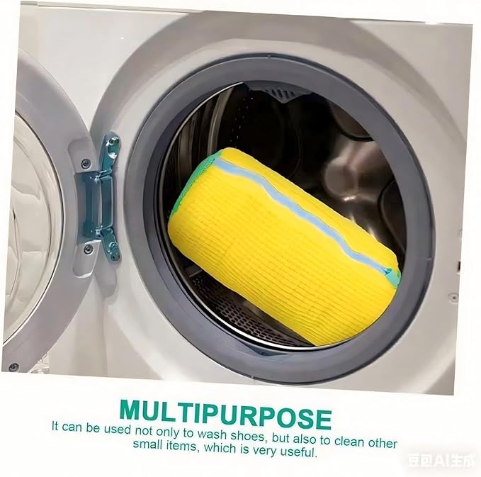 mcdhhemoShoe Washing Machine Bag, Sneaker Laundry Shoe Bag for Washer and Dryer, Durable Mesh Laundry Bags for Delicates Shoes Washing Bag with Side Zip, Reusable Shoe Bag for Gym Shoes(Yellow） (1)
