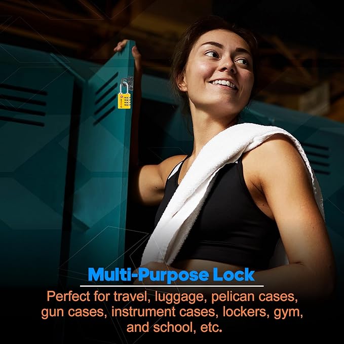 Forge Dual-Opening: Key or Combination Access Lock, TSA Approved Locks for Luggage, Pelican case, Travel, Gym, School, Stainless Steel Shackle.(Yellow, 4 Pk)