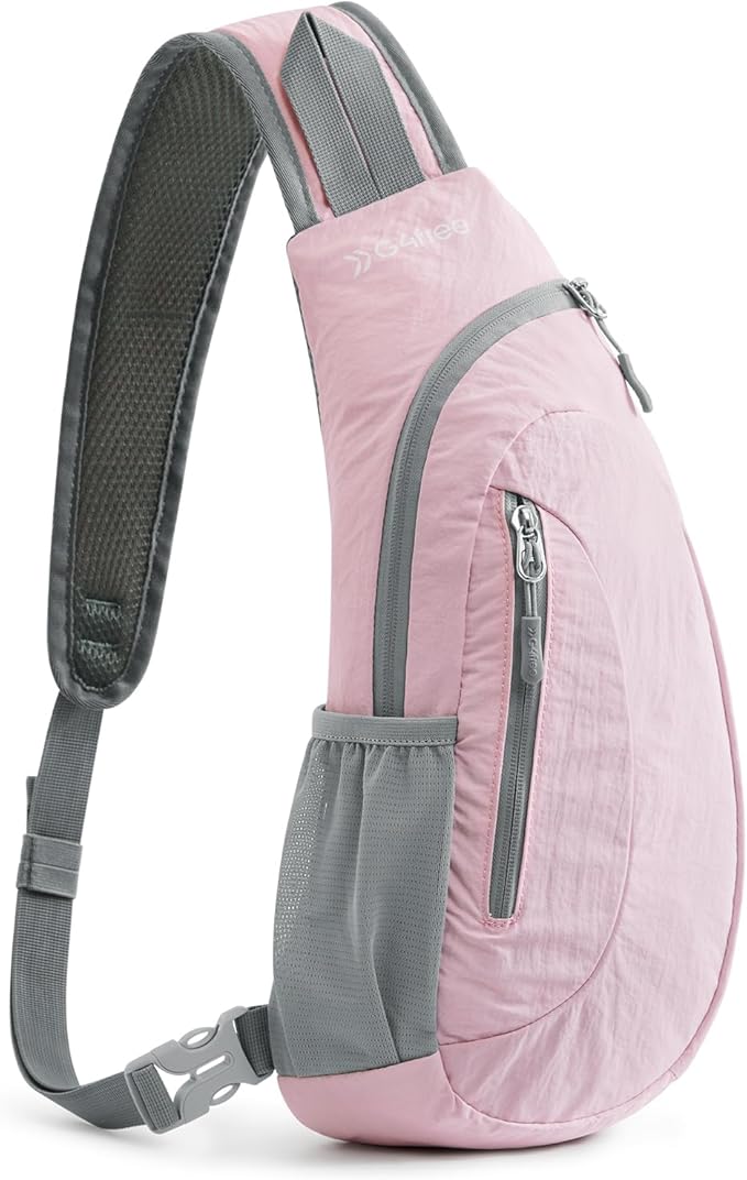 G4Free Sling Bag for Men Women, Small Crossbody Backpack Lightweight Chest Shoulder Bags for Travel, Outdoor and Sports (Pink)