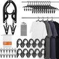 10 Pack Foldable Travel Hangers with 12 Clips - Portable Collapsible Clothes Hangers, Lightweight Folding Coat Hanger & Travel Drying Rack for Clothes
