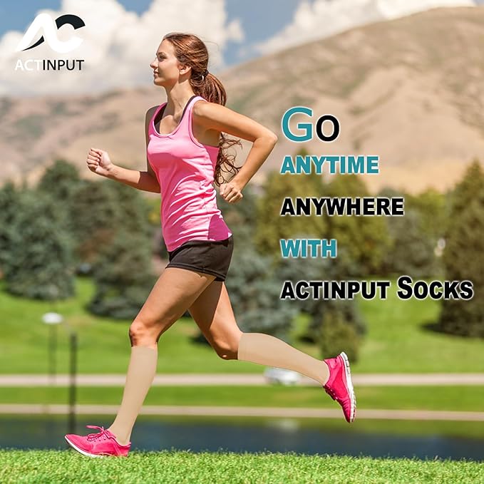 ACTINPUT 8 Pairs Compression Socks for Women & Men,Support Compression Stockings for Medical Running Athletic