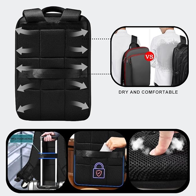 ZINMARK Slim Expandable 15 15.6 16 Inch Laptop Backpack Anti Theft Travel Business Durable Computer Bag, Multipurpose Large Capacity Daypack for Men And Women，BRD01