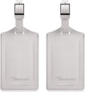 Travelambo Luggage Tags for Suitcases Faux Leather Privacy Protection 2 Pack Bag Tags Travel Accessories Essential, Light Grey