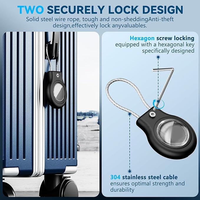 Waterproof Airtag Holder,4 Pack Airtag Keychain with Secure Lock,Airtags Case for Apple Airtag,Anti-Lost Protective Case Air tag Accessories for GPS Item Finder Tracker Luggage, Bag,Key,Pet,Black