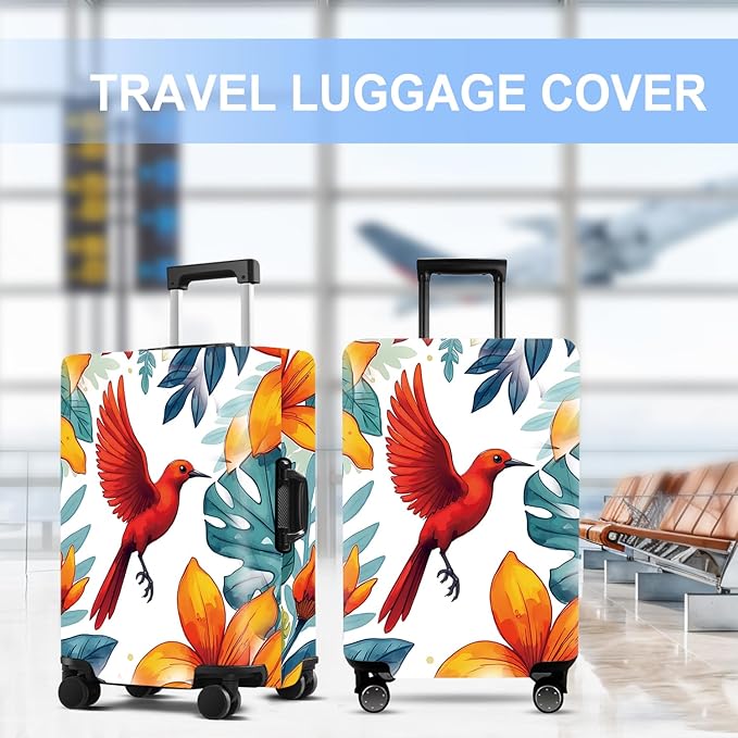 Luggage Cover Washable Suitcase Protector Anti-Scratch,Stretchable Fit for 20-34Inch Luggage Durable Travel Bag Cover with Zipper Closure (Bird, L(fits 28-30Inch suitcase))