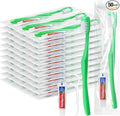 Disposable Toothbrushes with Toothpaste and Floss,50Pcs Green Single Use Individually Wrapped Disposable Travel Toothbrushes and Dental Floss Kit Bulk for Homeless,Airbnb,Hotel,Dentist