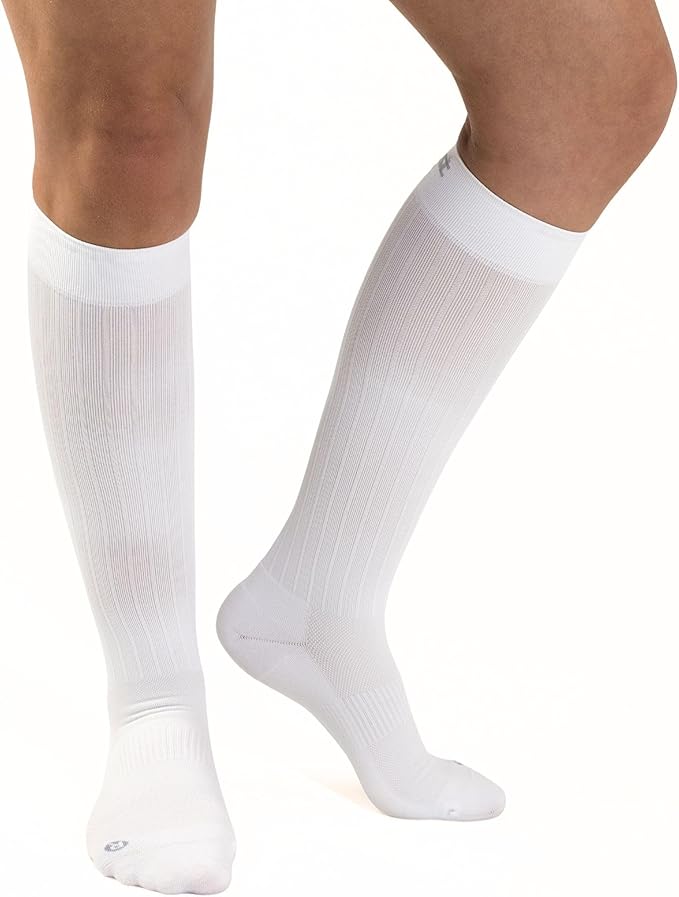Medical Grade Compression Socks for Men & Women 15-20 mmHg by OrthoSleeve (White, Large)