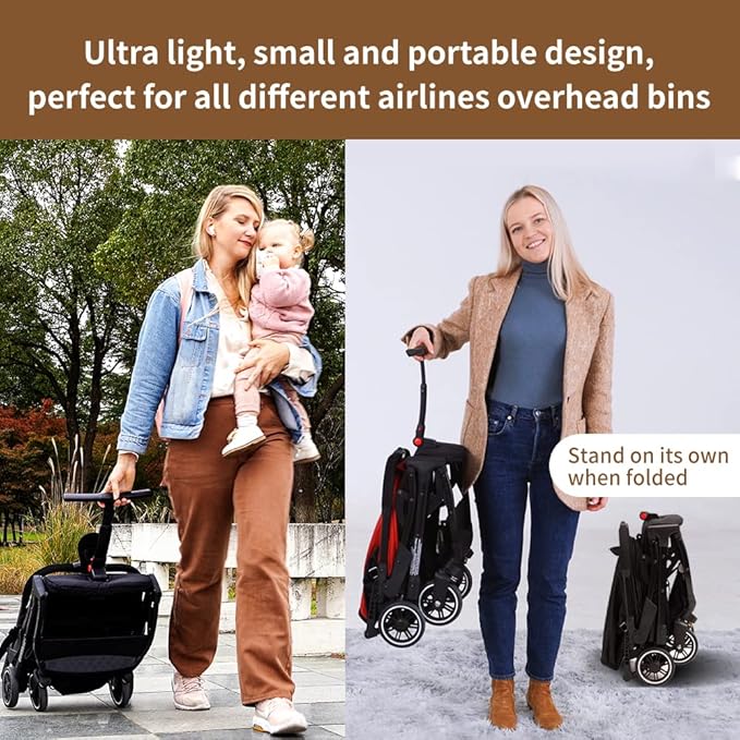 COOL KIDS Portable Stroller with Automatic Fold，Lightweight Umbrella Stroller with Pop Out Sun Canopy，Compact Strollers for Travel(Black)
