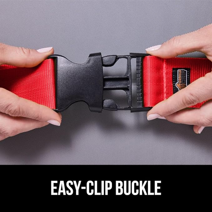 GORILLA GRIP Heavy Duty 8 Pack Adjustable Luggage Straps for Suitcases, Easy to Identify Travel Belt Connector Holds Suitcase Together, Extends Life of Bag, Strap Connects Two Bags, Accessories Red
