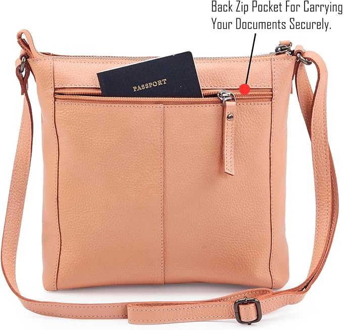 Small Soft Genuine Leather Crossbody Purse Women’s Sling Crossover Shoulder Travel Handbag with Triple Zipper
