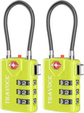 Search Alert TSA Approved Travel Combination Luggage Cable Locks for Suitcase, Gym Locker,Toolbox,Backpack 1,2,4,6 &10 pk (Lime 2 Pack)