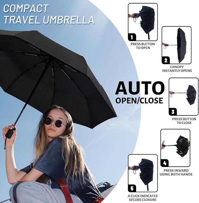 SY COMPACT Travel Umbrella Windproof Automatic Umbrellas Small Compact UV Sun Protection Factory Outlet Umbrella