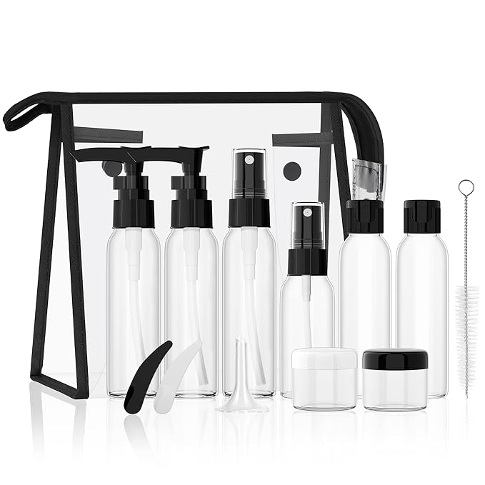 Morfone Travel Bottles Kits -TSA Approved Travelling Size Containers for Toiletries Leak Proof Refillable Liquid Travel Essentials with Toiletry Bag for Cosmetic Shampoo Conditioner Lotion