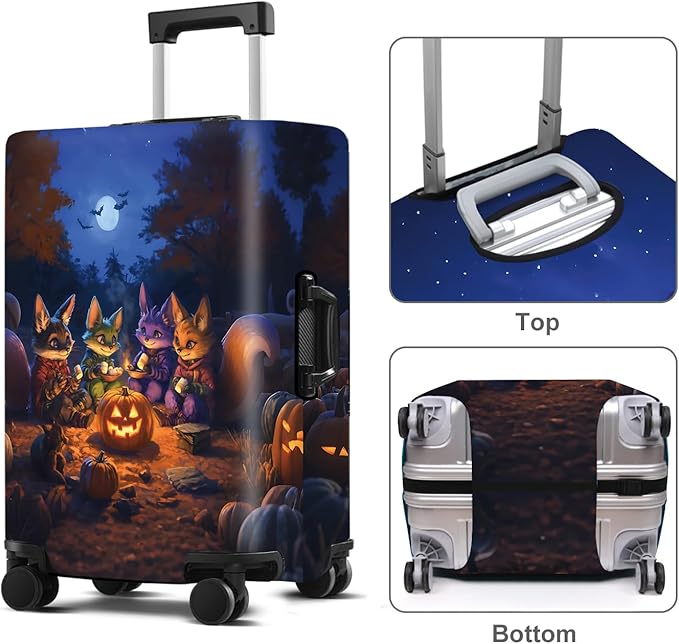 Halloween Luggage Cover Washable Suitcase Protector Anti-Scratch,Stretchable Fit for 20-34Inch Luggage Durable Travel Bag Cover with Zipper Closure (XL(32-34inch suitcase))