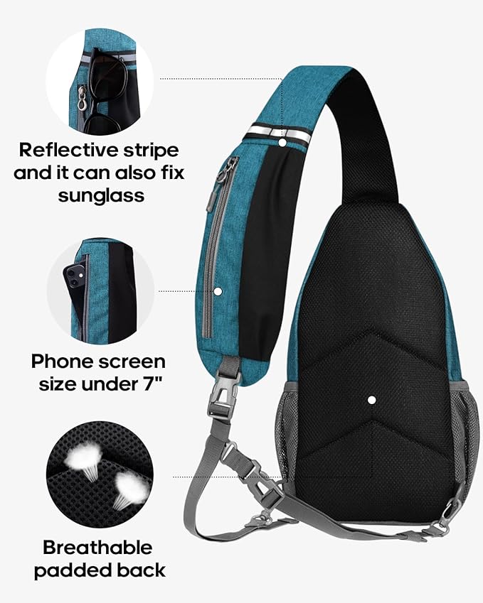 WATERFLY Crossbody Sling Backpack Sling Bag Travel Hiking Chest Bag Daypack