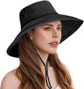Sun Hats for Women Wide Brim Ponytail UV Protection Beach Hat Packable Waterproof Bucket Hat for Travel Hiking Gardening