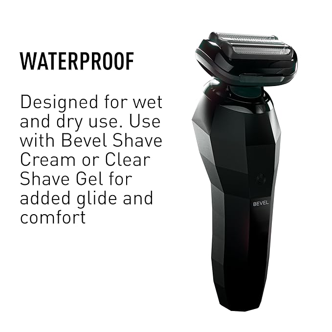 Bevel Electric Shaver for Men, Mens Foil Shavers for face, Wet & Dry Shave, Waterproof, Fast Charging, Cordless Rechargeable, Black
