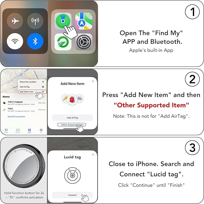 2025 New [Apple MFi Certified] (iOS Only) Air Tracker Tag-1 Pack, Bluetooth Tracker for Apple Find My, Replaceable Battery, Key Finder and Item Locator Smart Tag for Keys, Bags, Luggage, Pets, (Black)
