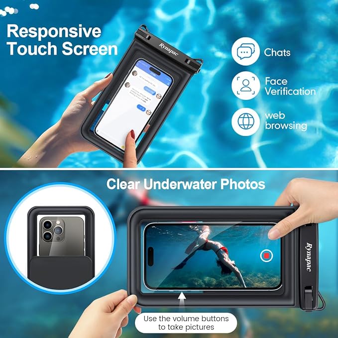 Waterproof Phone Pouch Floating, Double Bags Waterproof Phone Case with Lanyard for iPhone 16 15 Pro Max, Galaxy S24 S23 Ultra, IPX8 Cellphone Dry Bag Beach Cruise Ship Essentials 2 Pack-8.5''