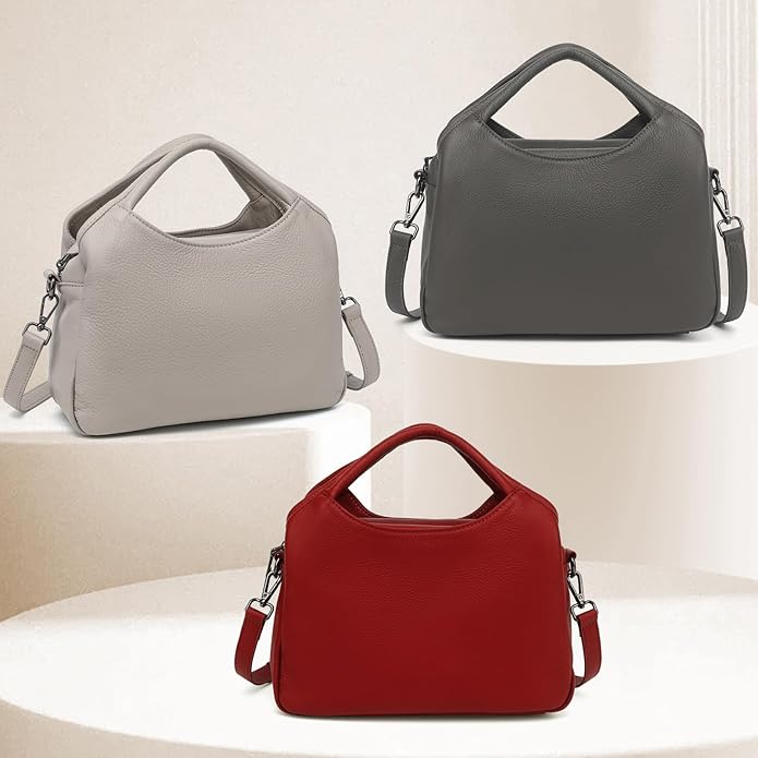 KOGTLA Genuine Leather Purses for Women, Crossbody Shoulder Bags with Top-Handle, Tote Satchel Handbags