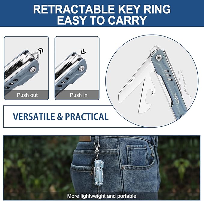 NexTool Mini Sailor S11 Keychain Multitool, 11-in-1 Compact EDC Pliers with Pocket Knife, Scissors & Screwdrivers, Lightweight Small Multitool for DIY, Travel, Camping, and Gift, Cool Gadget for Men