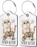 Cats in Love 2-Pack Luggage Tags for Suitcases,Leather Baggage Tag with Loop, Tags Private Name ID Labels for Women Girl Men Boys Travel Baggage Suitcase
