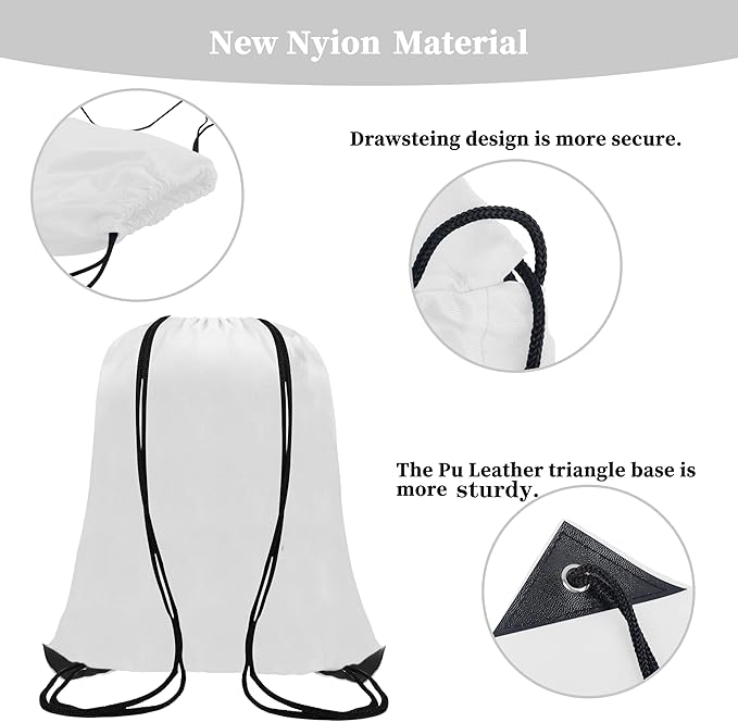 60 Pieces Drawstring Backpack Bags Sports Sackpack Bulk Cinch Gym Bag For Women Men Outdoor Sports Backpack（White）
