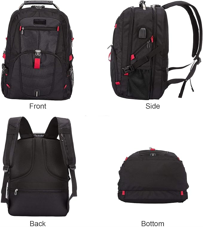 LOVEVOOK Travel Laptop Backpack Waterproof Anti Theft with Lock and USB Charging Port Large Computer Business Backpack for Men Women College (17 inch, Black)