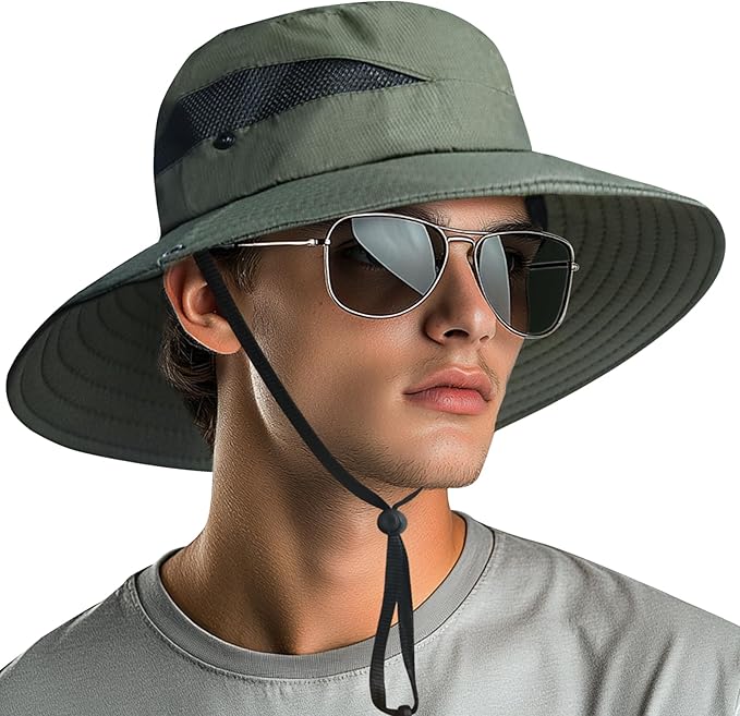 NPQQUAN Ponytail Sun Bucket Hats for Women Men Wide Brim UPF 50+ Fishing & Beach Hats