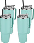 HASLE OUTFITTERS 40 oz Stainless Steel Tumbler with Handle, Vacuum Insulated Tumblers Bulk, Reusable Double Wall Travel Coffee Mug, Durable Powder Coated Water Bottles(Mint Green, 4)