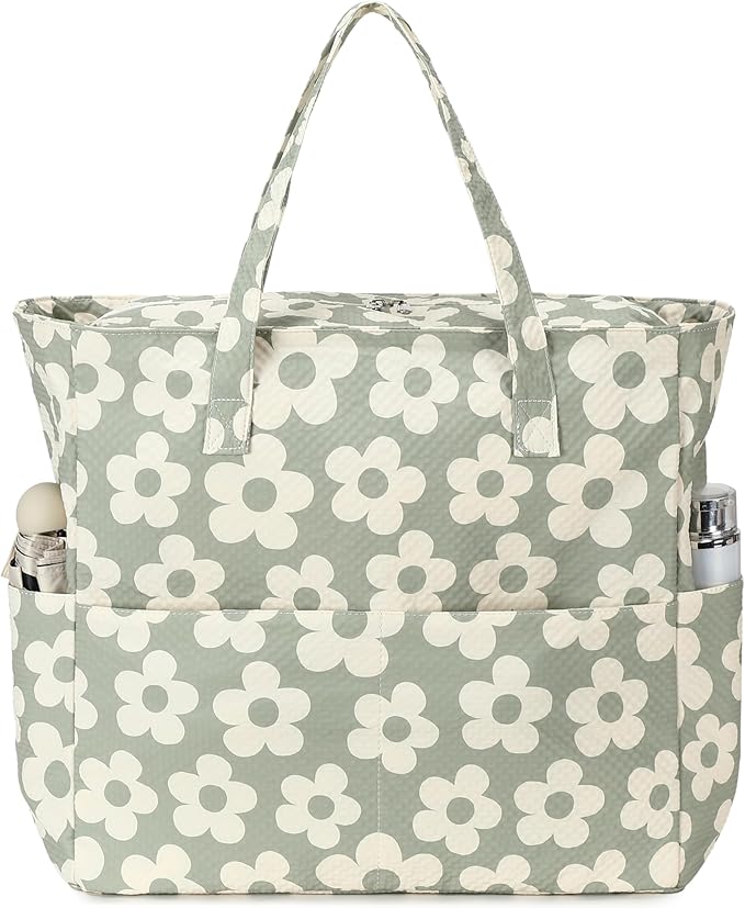 LEDAOU Beach Bag Waterproof Sandproof Women Tote Bag Pool Bag with Zipper for Gym Grocery Travel with Wet Pocket