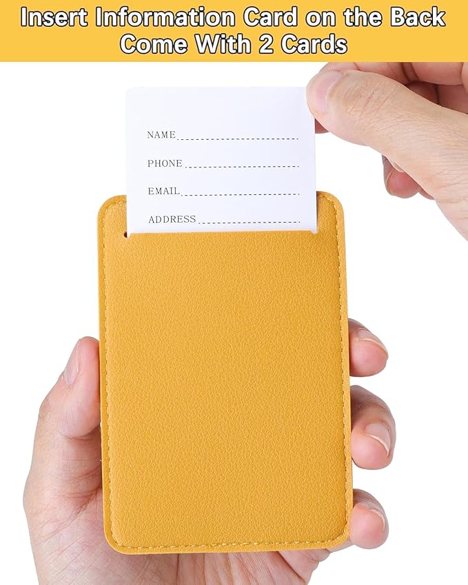 Teskyer Luggage Tags for Suitcases, TSA Approved with Privacy Protection Cover, Premium Faux Leather Bag Tags for Travel - 4 Pack, Yellow