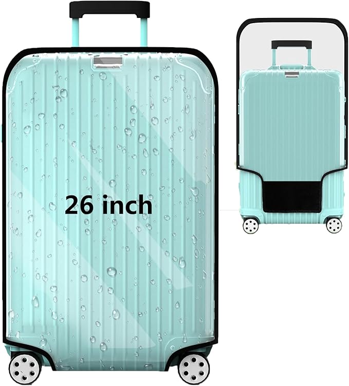 Suitcase Covers For Luggage, 26 Inch Clear PVC Luggage Covers Protector Full Thicken Transparent Waterproof Suitcase Sleeve With Large Velcro for 26" Wheeled Suitcases