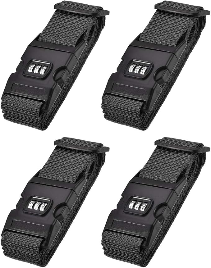 uxcell Luggage Straps Suitcase Belts with Buckle, Combination Lock, Adjustable Travel Packing Accessories