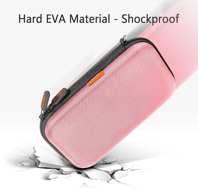 Shockproof Hard EVA Carrying Case for External Hard Drive, Samsung T9, Anker Power Bank, Cell Phone - Portable Small Electronic Accessories Organizer Zipper Kawaii Travel Pouch - Light Pink