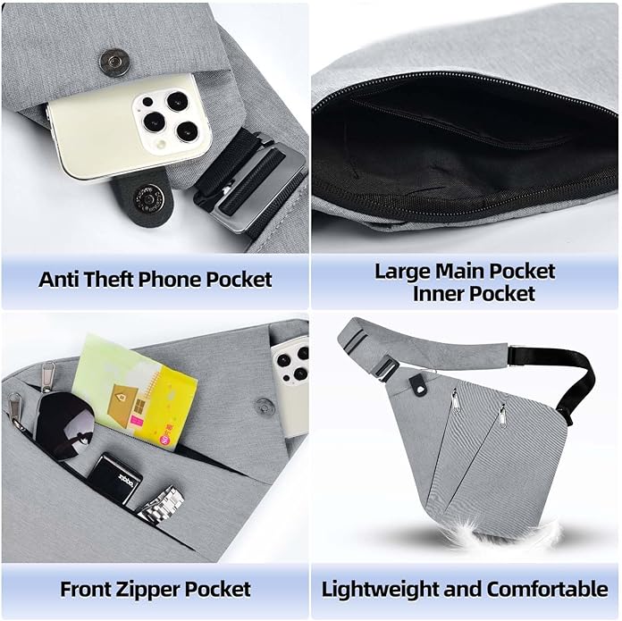 Anti Theft Crossbody Bag,Anti Theft Travel Bag for Women Men,Sling Crossbody Bag for Travel, Sport, Work