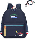 willikiva Cartoon Bus 12 Kindergarten Backpack for Kids Girls and Boys,Waterproof Preschool Toddler Backpack Wiht Leash and Safety Harness(Deep Blue)