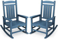 SERWALL Outdoor Rocking Chair Set of 2, HDPE Patio Rocking Chair All-Weather Porch Rocker for Balcony, Yard, Blue